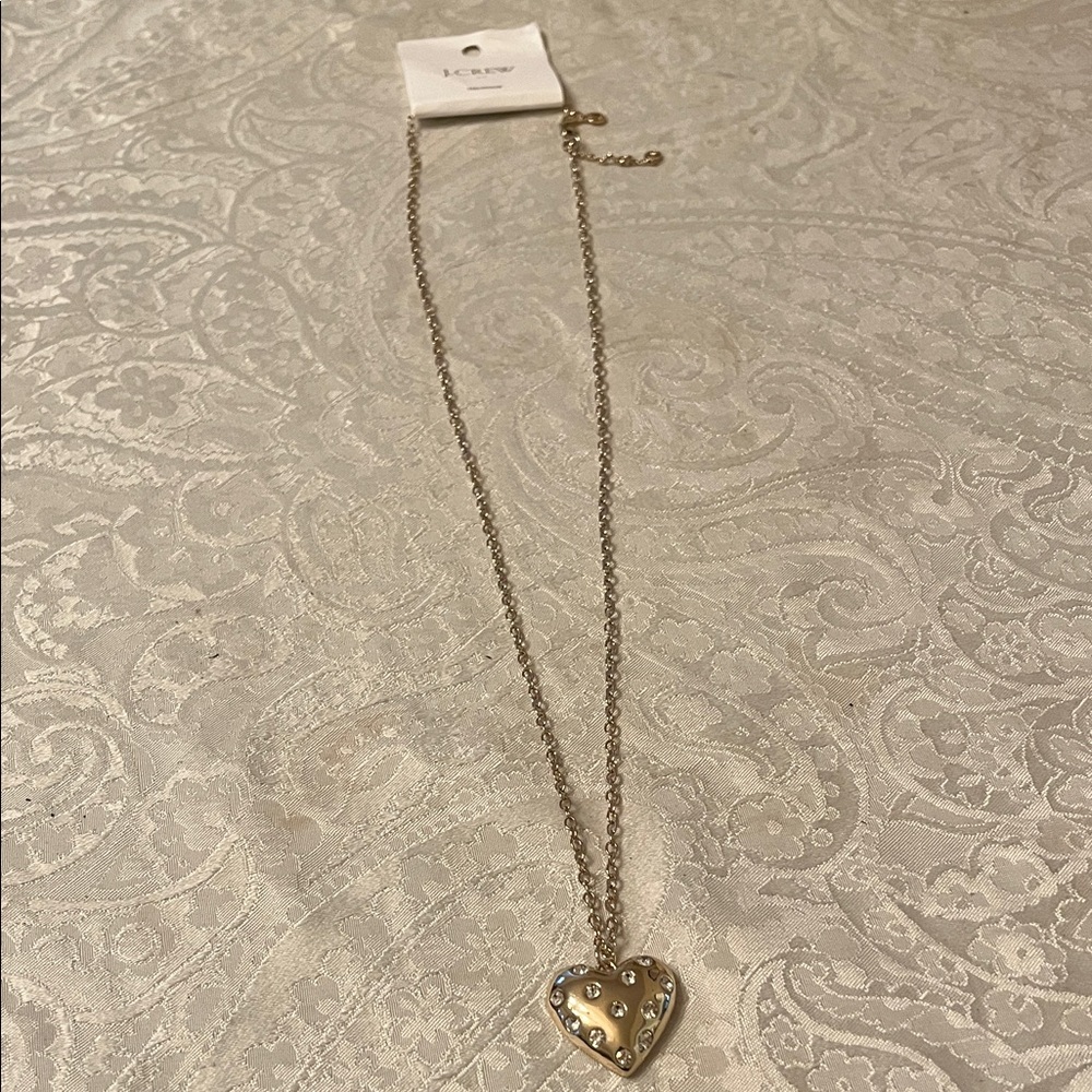 J. Crew Gold Heart Pendant Necklace with Stud Accents